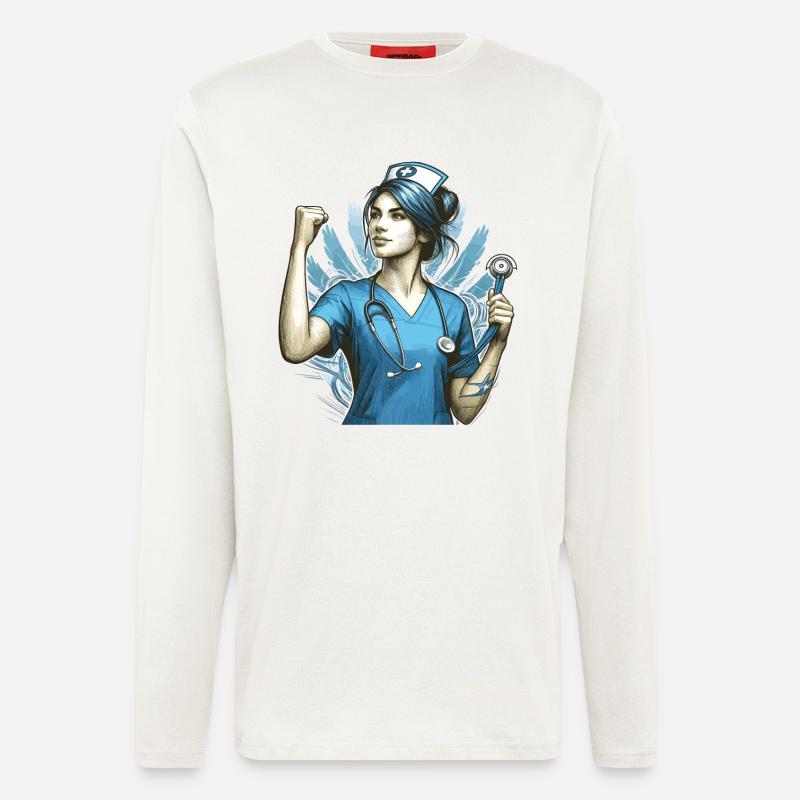 Nurse Victory Pose Gift - Longsleeve - made by SPREAD - OFF WHITE