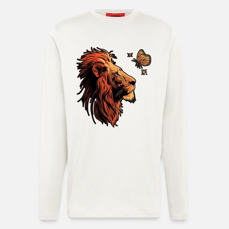 Löwe mit Schmetterling - Langarmshirt - made by SPREAD  - OFF WHITE