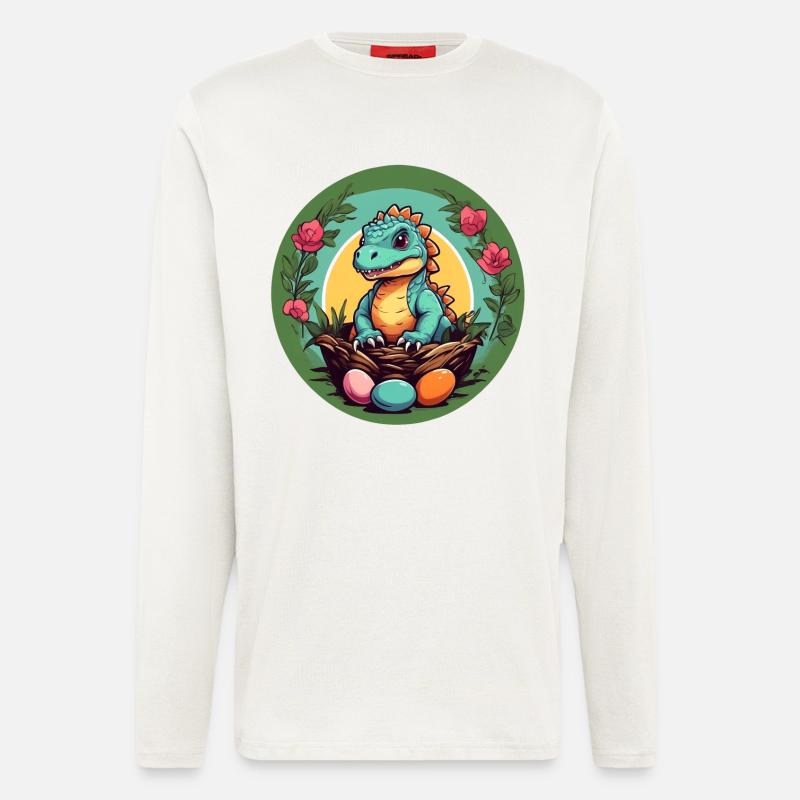Dinobaby little dinosaur in Easter basket - Longsleeve - made by SPREAD  - OFF WHITE