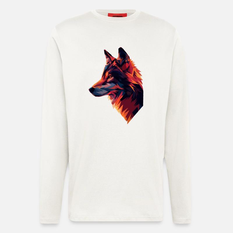 Bunte Wolfsillustration - Langarmshirt - made by SPREAD  - OFF WHITE