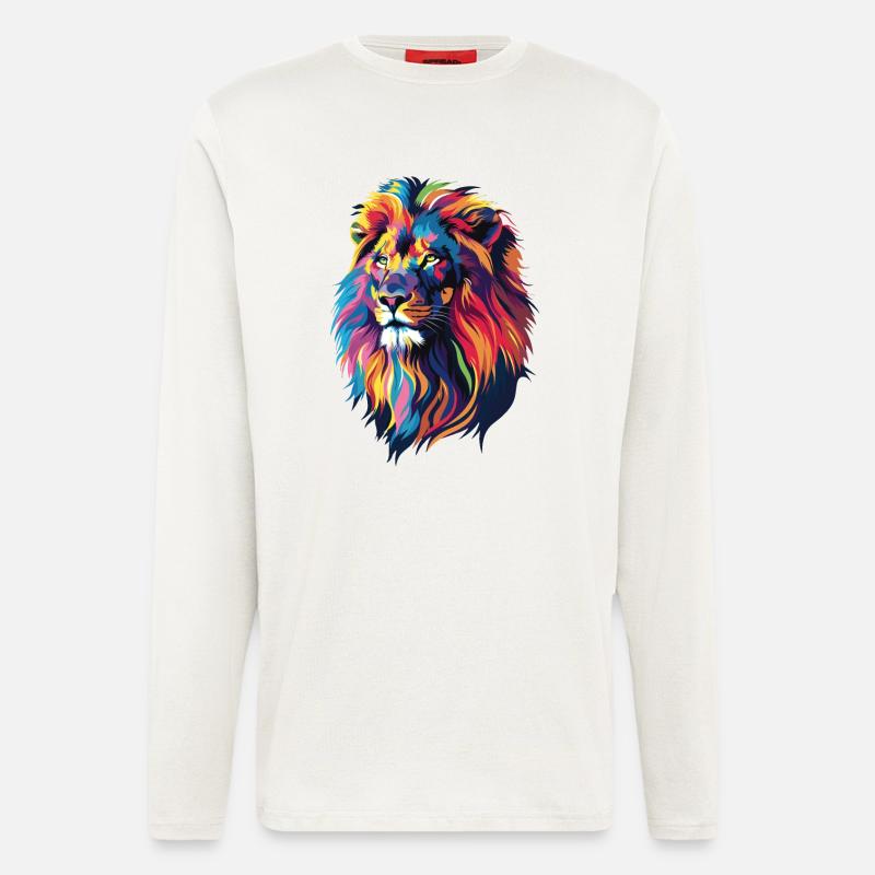 Bunte Löwen-Illustration - Langarmshirt - made by SPREAD  - OFF WHITE
