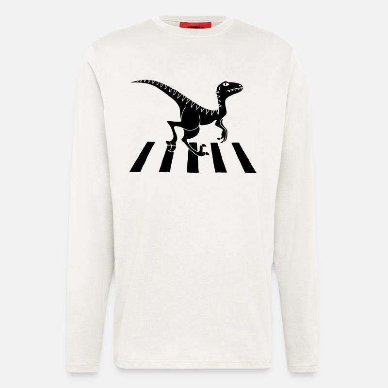 Fußgänger-Dinosaurier (Schwarz) - Langarmshirt - made by SPREAD  - OFF WHITE