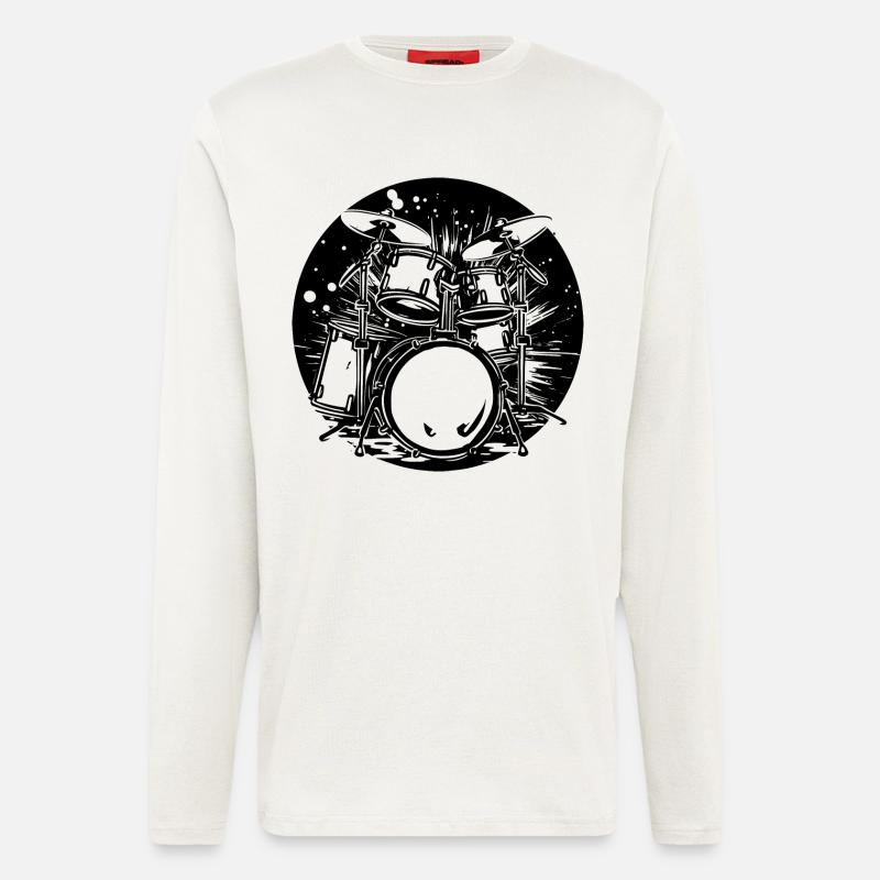 Schlagzeug Grafik - Langarmshirt - made by SPREAD  - OFF WHITE