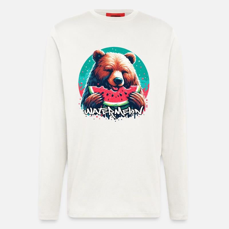 Pastèque ours cadeau délicieux - Manches longues bio décontracté fabriqué en UE - OFF WHITE