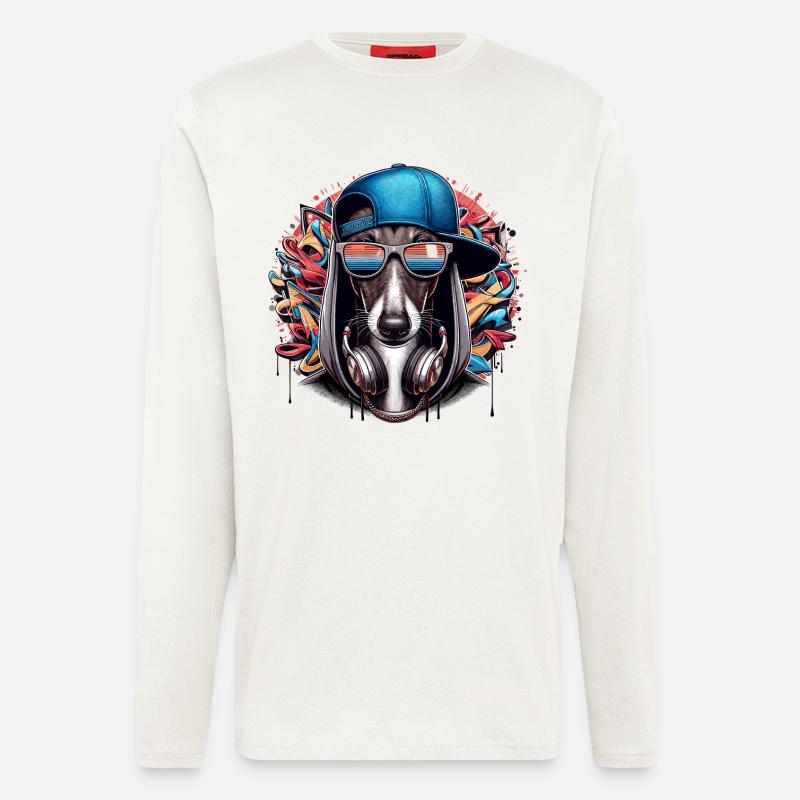 Windhund Gangsta Hund Graffiti Geschenk - Langarmshirt - made by SPREAD  - OFF WHITE