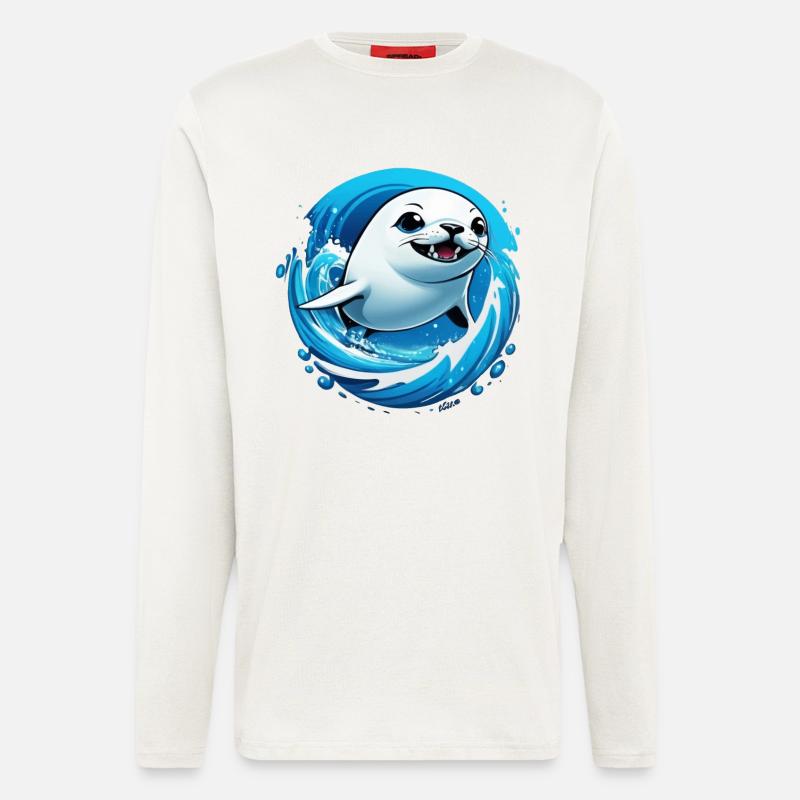 Robbe Robben Meer - Langarmshirt - made by SPREAD  - OFF WHITE