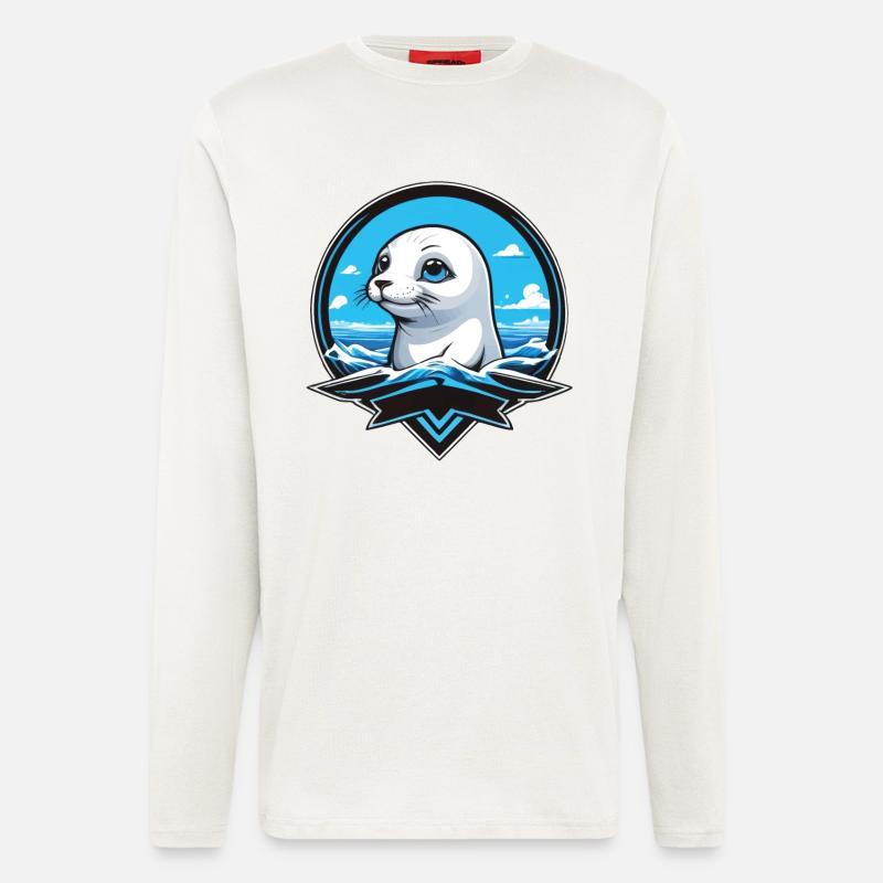 Kleine Robbe Robben Meer - Langarmshirt - made by SPREAD  - OFF WHITE