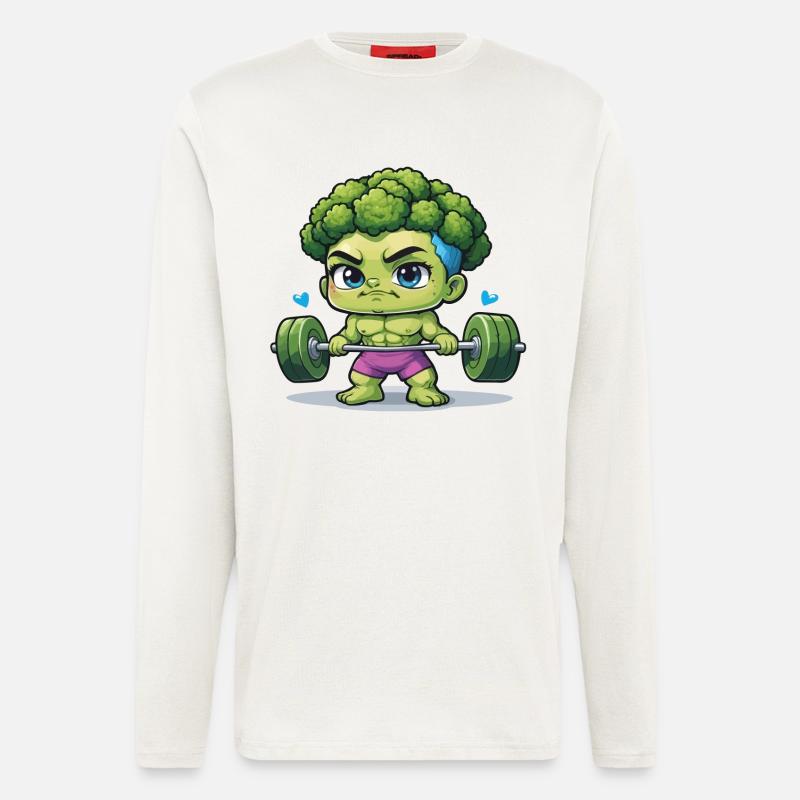 Brokkoli beim Gewichtheben - Langarmshirt - made by SPREAD  - OFF WHITE