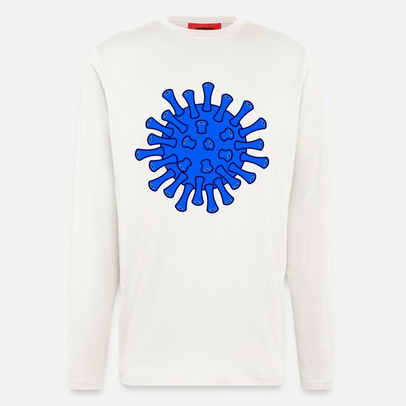 Blaues Covid-Molekül Illustration - Langarmshirt - made by SPREAD  - OFF WHITE