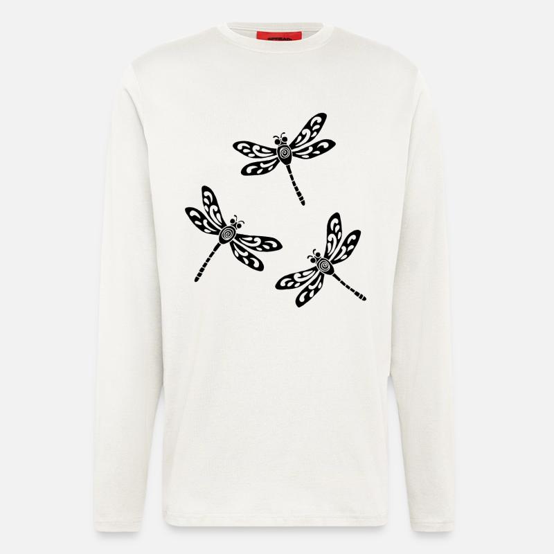 Trio schwarzer Libellen - Langarmshirt - made by SPREAD  - OFF WHITE