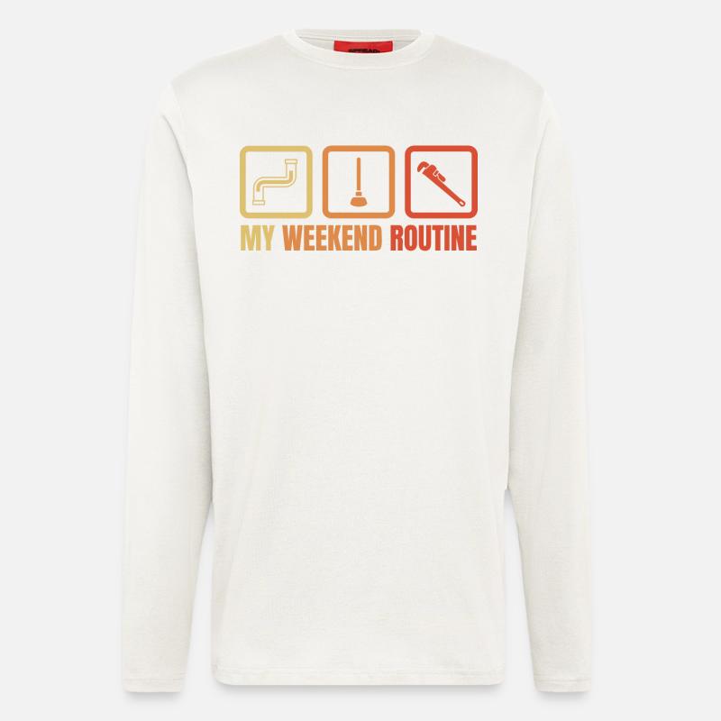 Klempner Wochenendroutine - Langarmshirt - made by SPREAD  - OFF WHITE