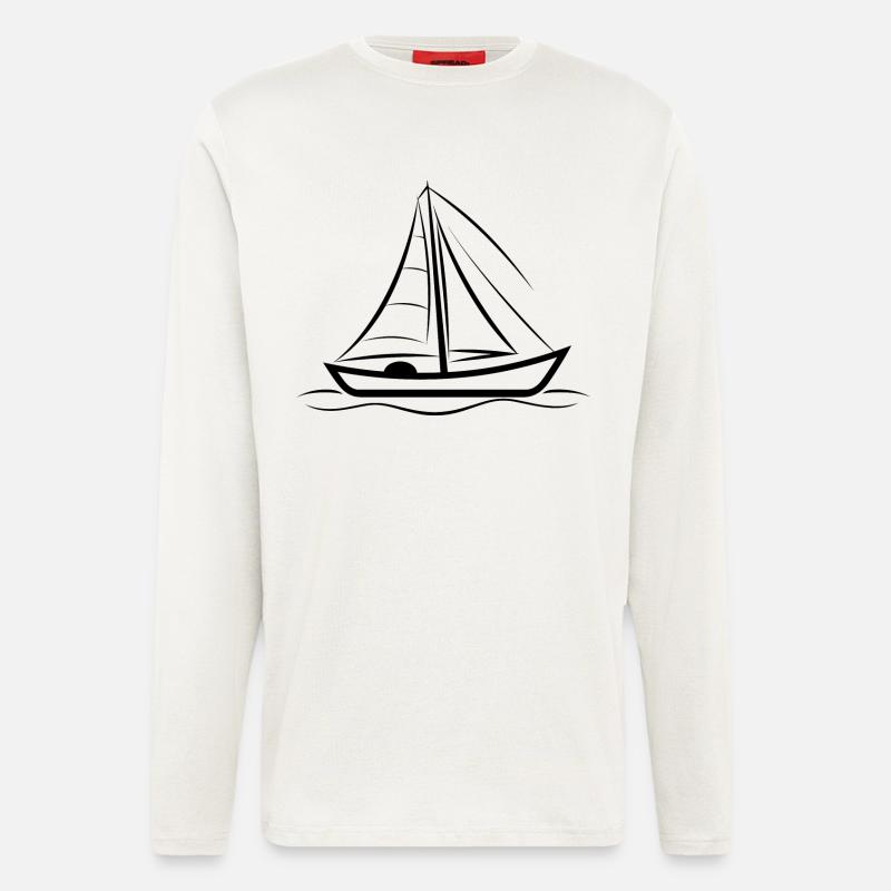 Segelboot Zeichnung - Langarmshirt - made by SPREAD  - OFF WHITE