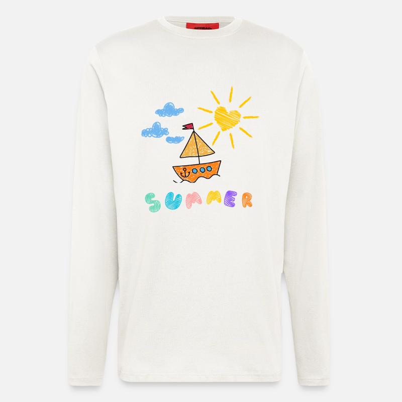Sommerboot Kinderkunst Stil - Langarmshirt - made by SPREAD  - OFF WHITE