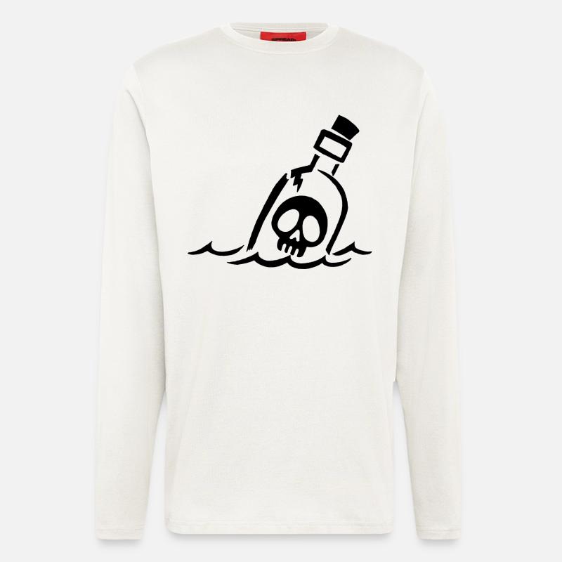 Schwarzer Totenkopf in der Flasche - Langarmshirt - made by SPREAD  - OFF WHITE