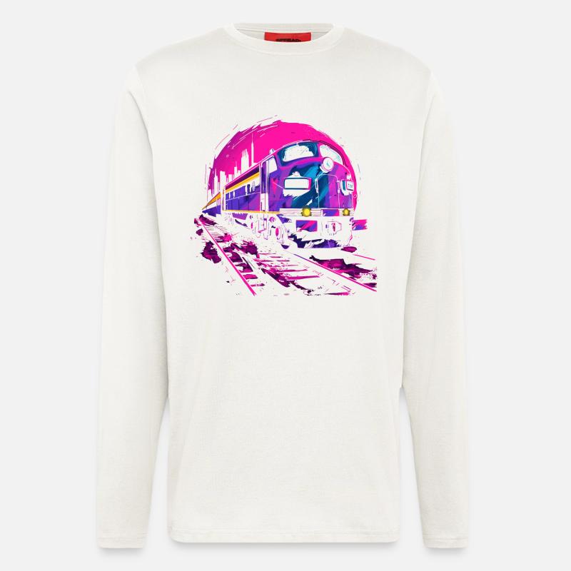 Retrowave Eisenbahn - Langarmshirt - made by SPREAD  - OFF WHITE