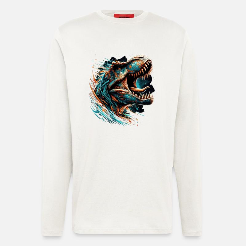 Roaring T-Rex Dinosaur Gift - Longsleeve - made by SPREAD - OFF WHITE