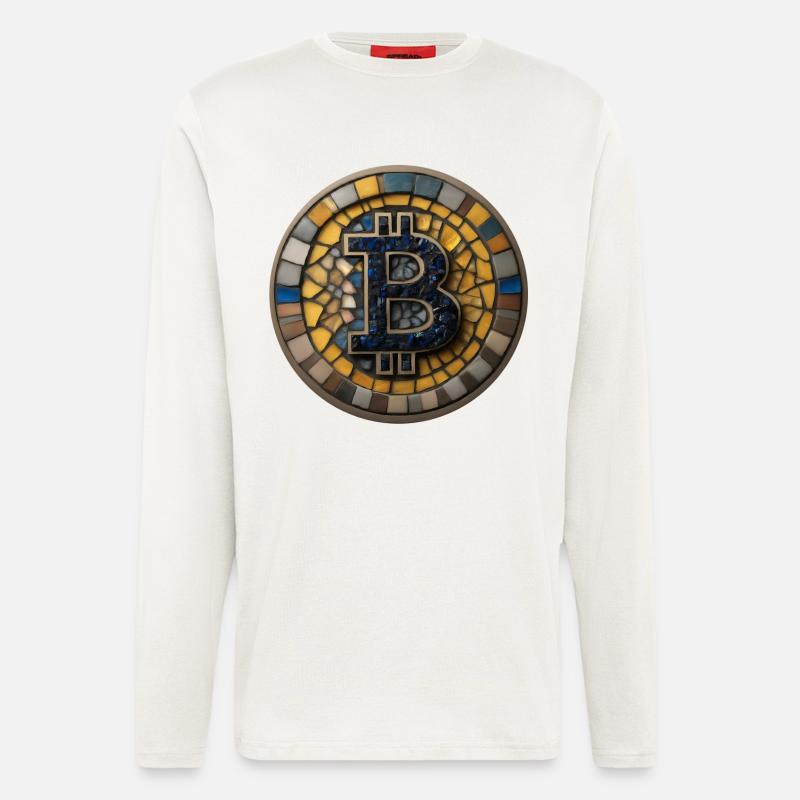 Bitcoin im Mosaik-Stil - Langarmshirt - made by SPREAD  - OFF WHITE