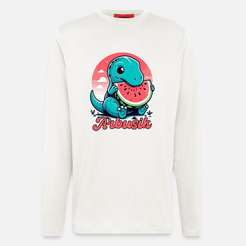 Mignon T-Rex Pastèque Arbusik Cadeau - Manches longues bio décontracté fabriqué en UE - OFF WHITE