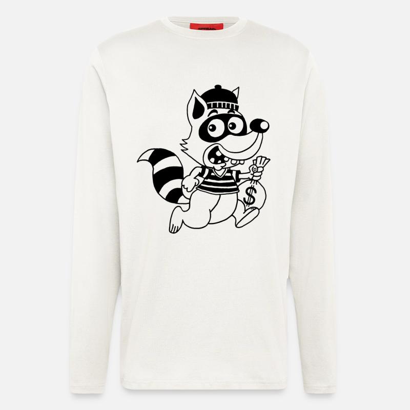Dieb Waschbär (Schwarz) - Langarmshirt - made by SPREAD  - OFF WHITE