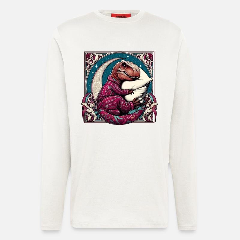 T-Rex Sleeping Hobby Cadeau - Manches longues bio décontracté fabriqué en UE - OFF WHITE