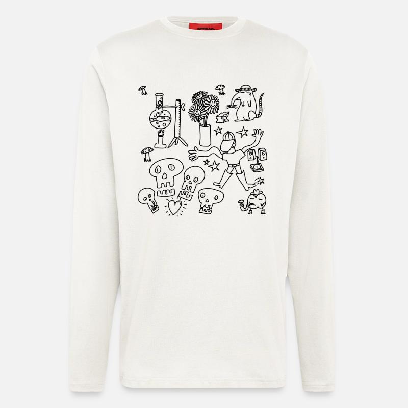 Kritzeln oder nach Hause gehen - Langarmshirt - made by SPREAD  - OFF WHITE