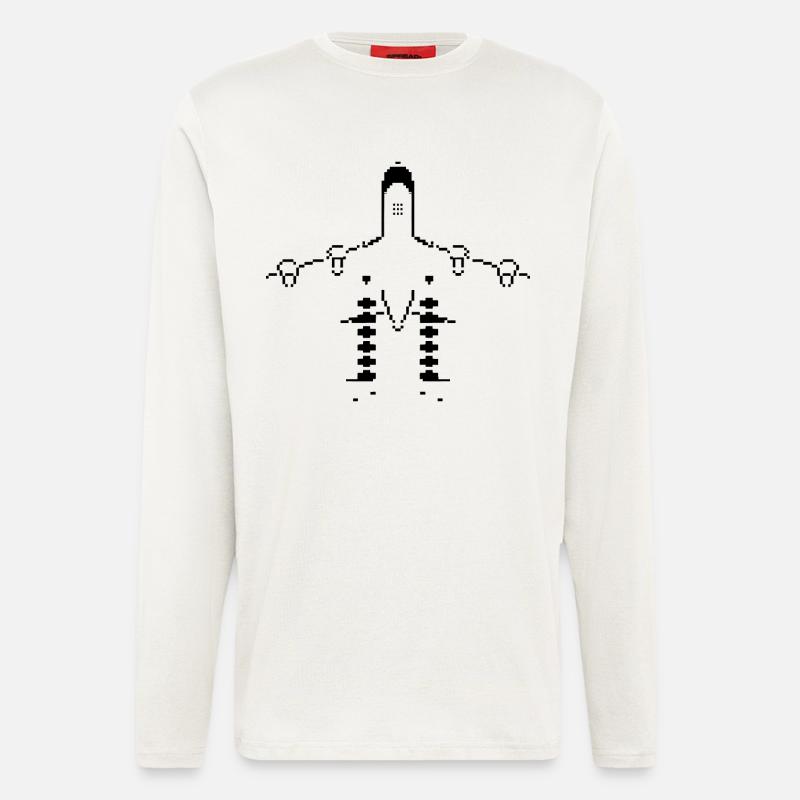 Flugzeug Pixel Kunst - Langarmshirt - made by SPREAD  - OFF WHITE