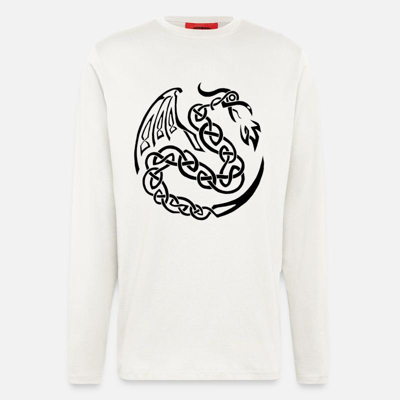 Schwarzer keltischer Drache - Langarmshirt - made by SPREAD  - OFF WHITE