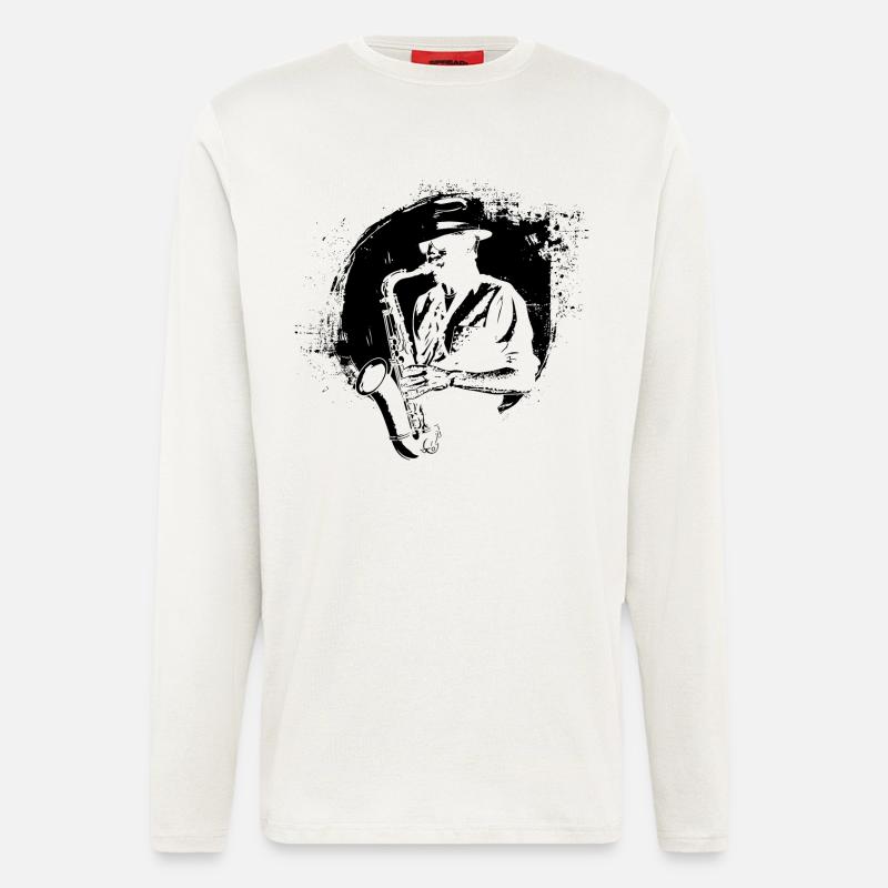 Saxophonist - Langarmshirt - made by SPREAD  - OFF WHITE