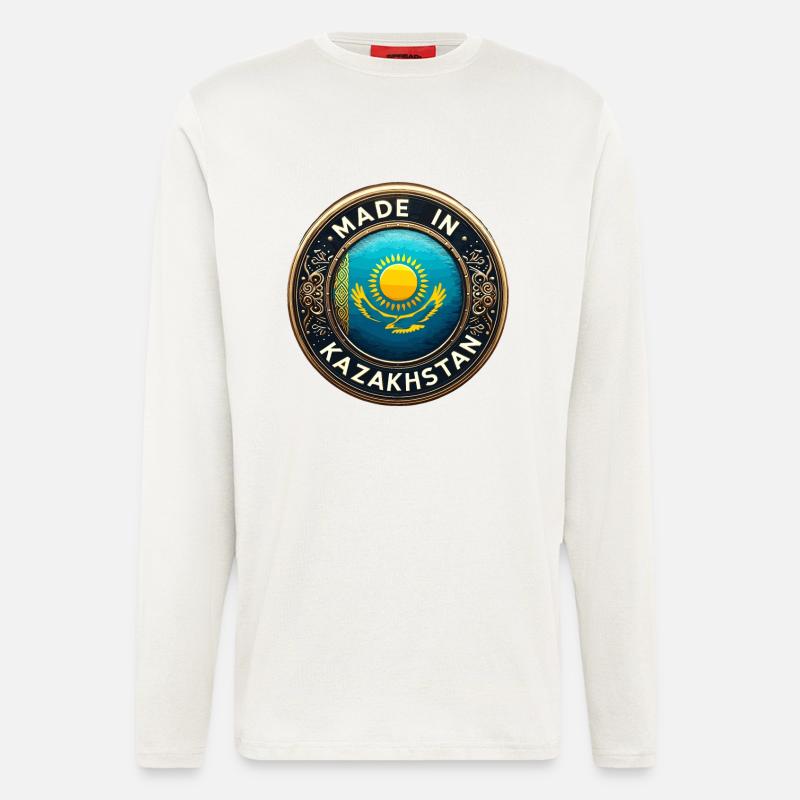 Made in Kasachstan Adler Geschenk - Langarmshirt - made by SPREAD  - OFF WHITE