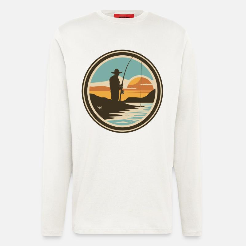 Retro Angeln - Langarmshirt - made by SPREAD - OFF WHITE