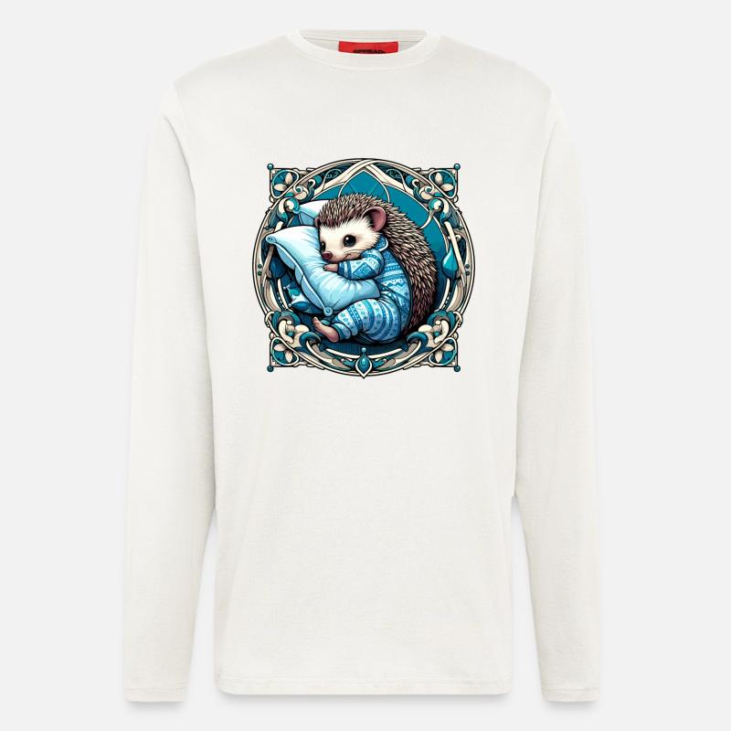 Hedgehog Cuddle Cuddly Pillow Gift - Longsleeve - made by SPREAD - OFF WHITE