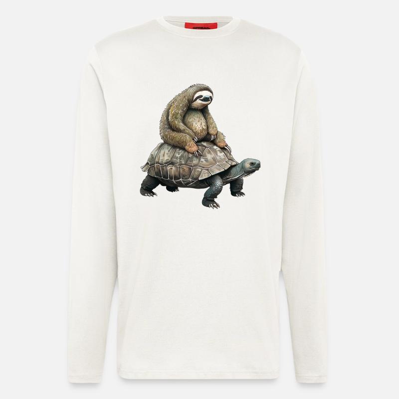 Sloth on turtle - Longsleeve - made by SPREAD  - OFF WHITE