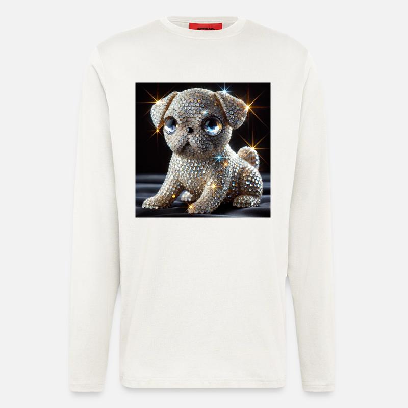 Funkelnder Hund im Diamant-Look - Langarmshirt - made by SPREAD  - OFF WHITE