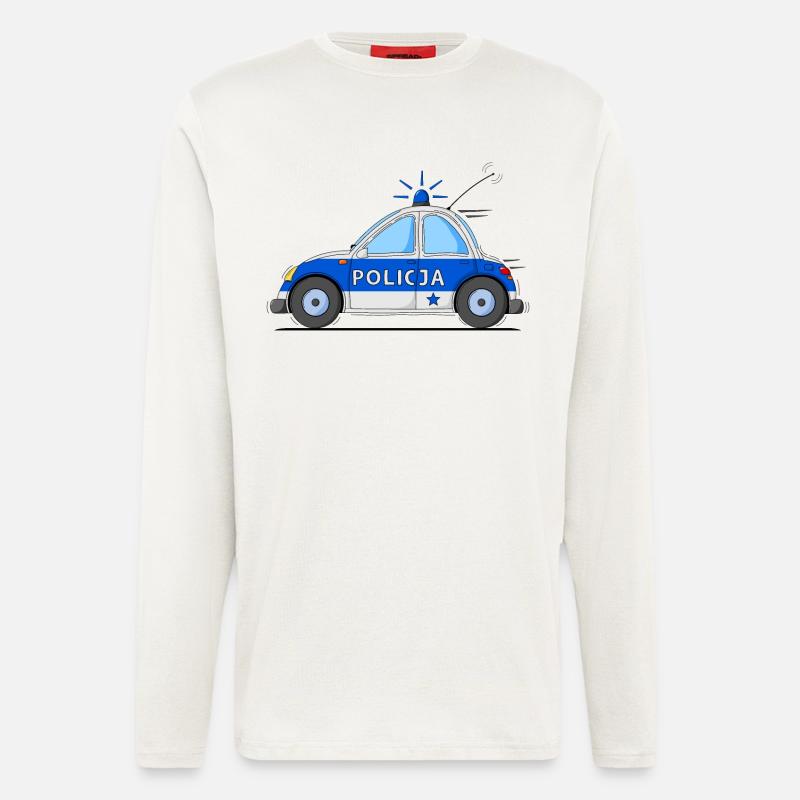 Polizeiauto Policja Blau - Langarmshirt - made by SPREAD  - OFF WHITE