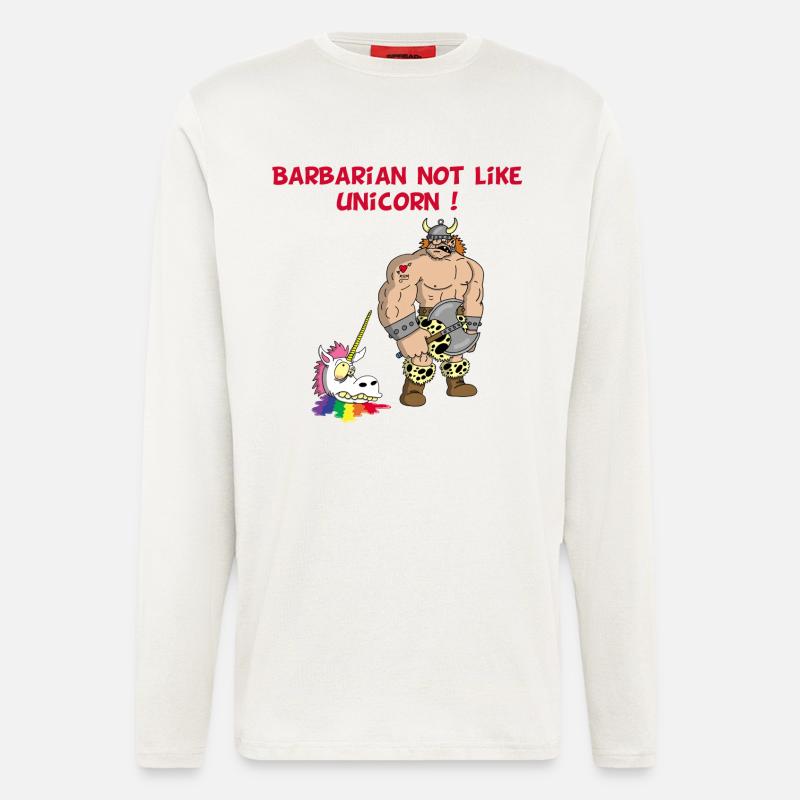 Der Barbar und das Einhorn - Langarmshirt - made by SPREAD  - OFF WHITE