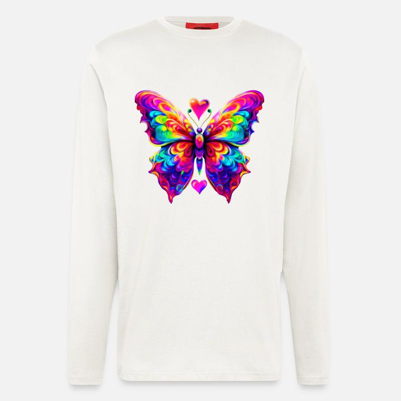 Bunter psychedelischer Schmetterling - Langarmshirt - made by SPREAD  - OFF WHITE