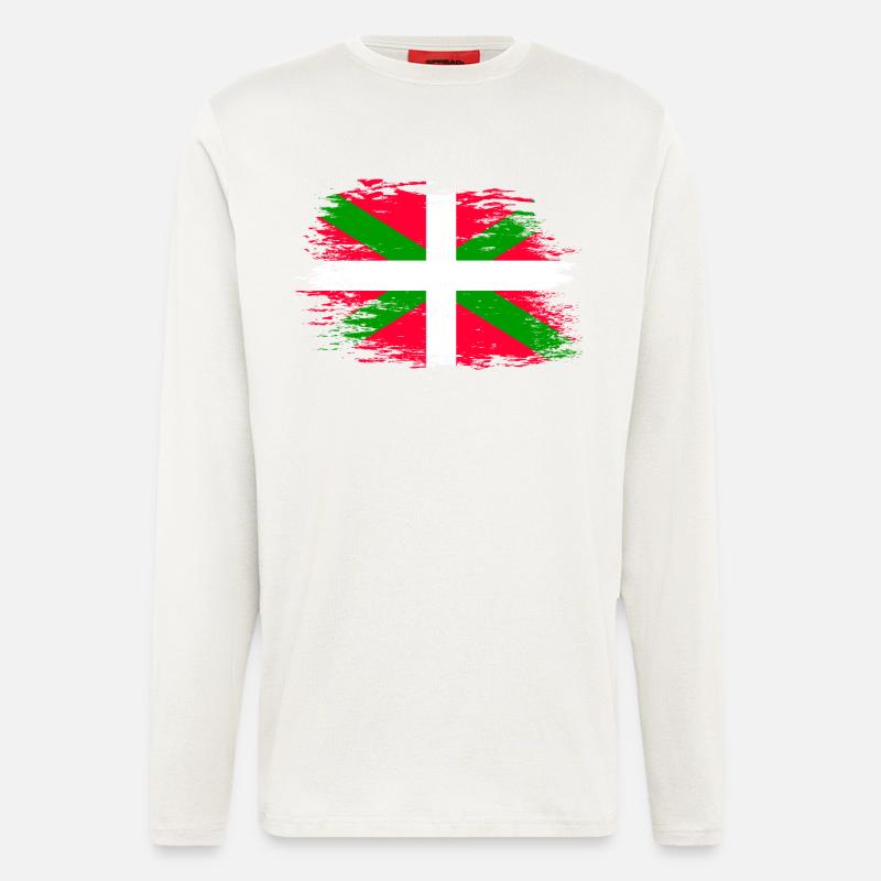 Drapeau basque utilisé - Manches longues bio décontracté fabriqué en UE - OFF WHITE