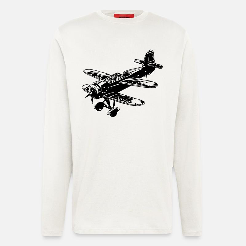 Propeller Flugzeug Grafik - Langarmshirt - made by SPREAD  - OFF WHITE