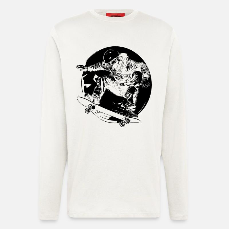 Skateboarder Comic-Stil - Langarmshirt - made by SPREAD  - OFF WHITE