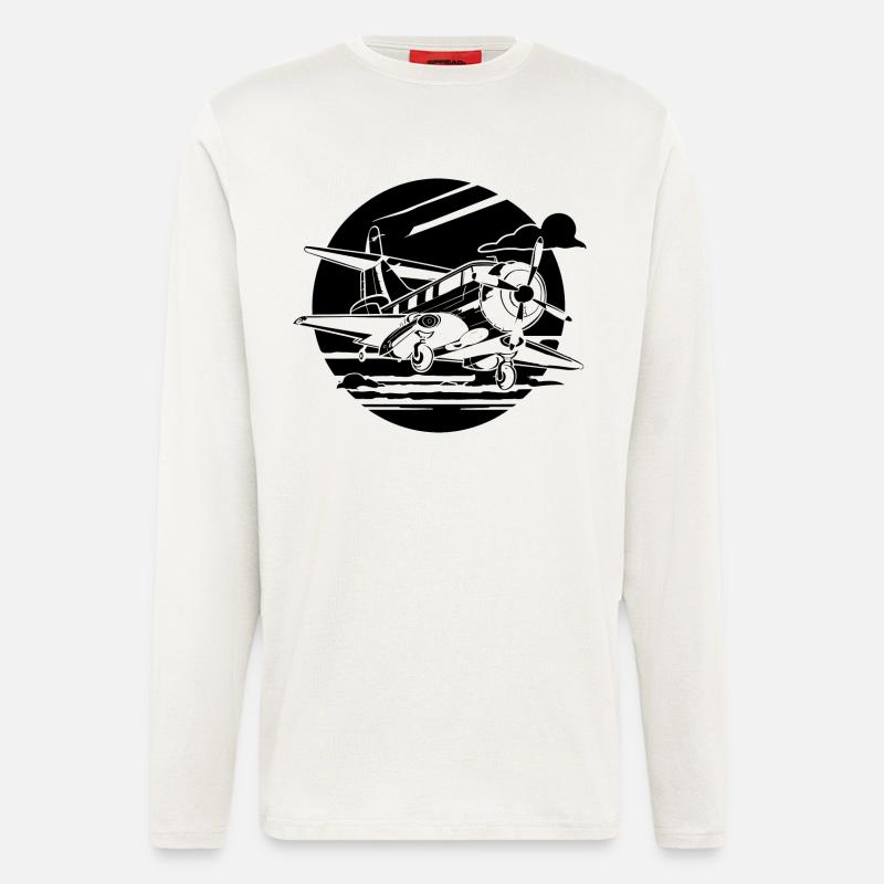 Propeller Plane Drawing - Longsleeve - made by SPREAD  - OFF WHITE