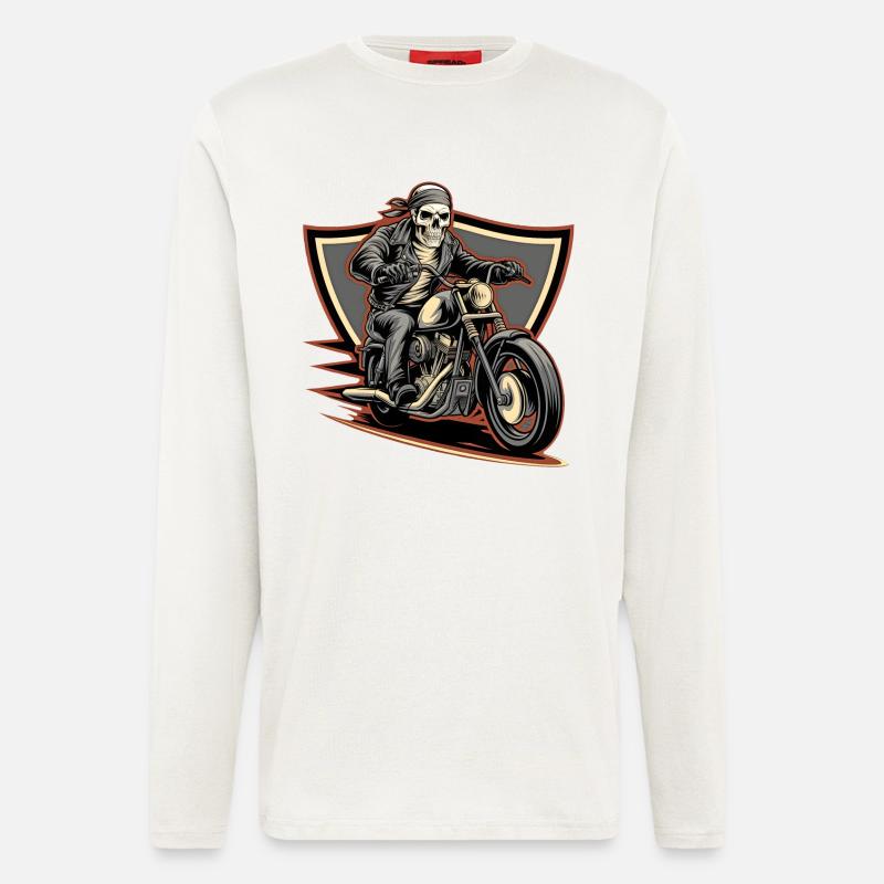 Fearless biker on a gloomy ride - Longsleeve - made by SPREAD  - OFF WHITE
