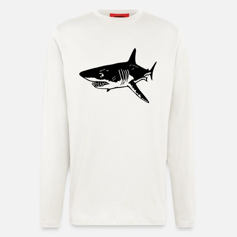 The predatory black shark - Longsleeve - made by SPREAD  - OFF WHITE