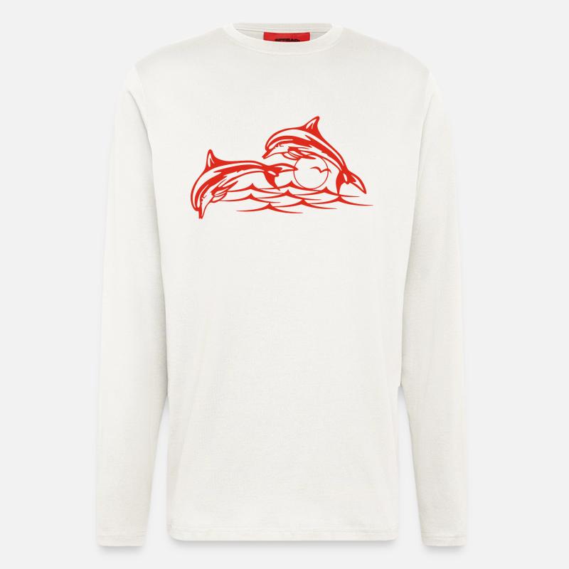 Rote Delfine - Langarmshirt - made by SPREAD  - OFF WHITE