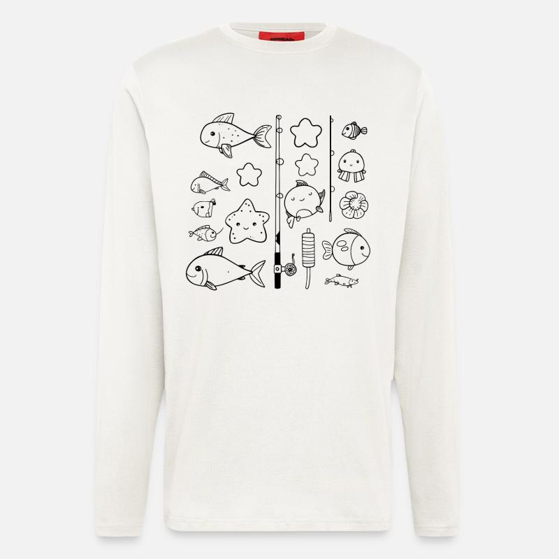 Fischen Comic Stil - Langarmshirt - made by SPREAD  - OFF WHITE