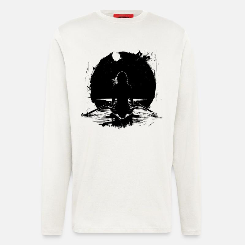Weiblicher Ruderer Zeichnung - Langarmshirt - made by SPREAD  - OFF WHITE