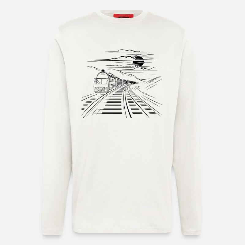 Eisenbahn Zeichnung - Langarmshirt - made by SPREAD - OFF WHITE