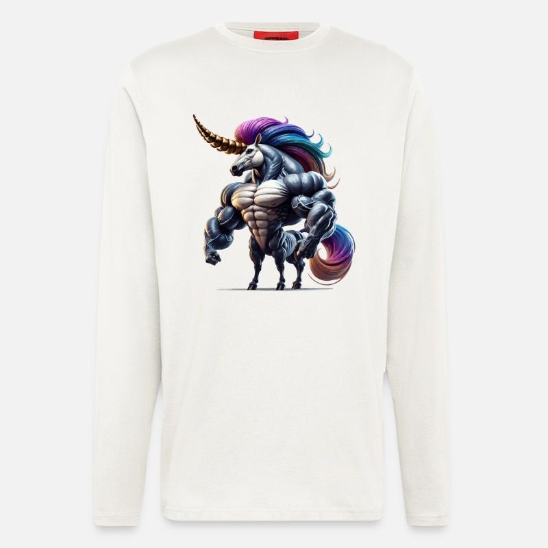 Super licorne - Manches longues bio décontracté fabriqué en UE - OFF WHITE