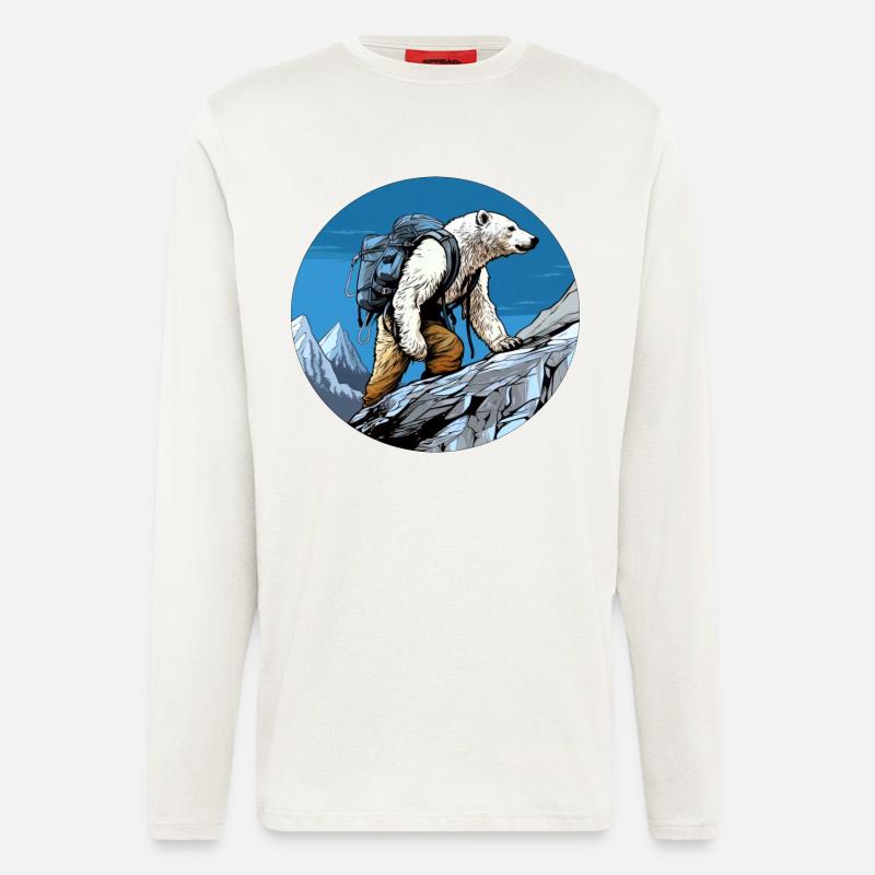 Eisbären Wandern / Bergsteiger Eisbär - Langarmshirt - made by SPREAD  - OFF WHITE