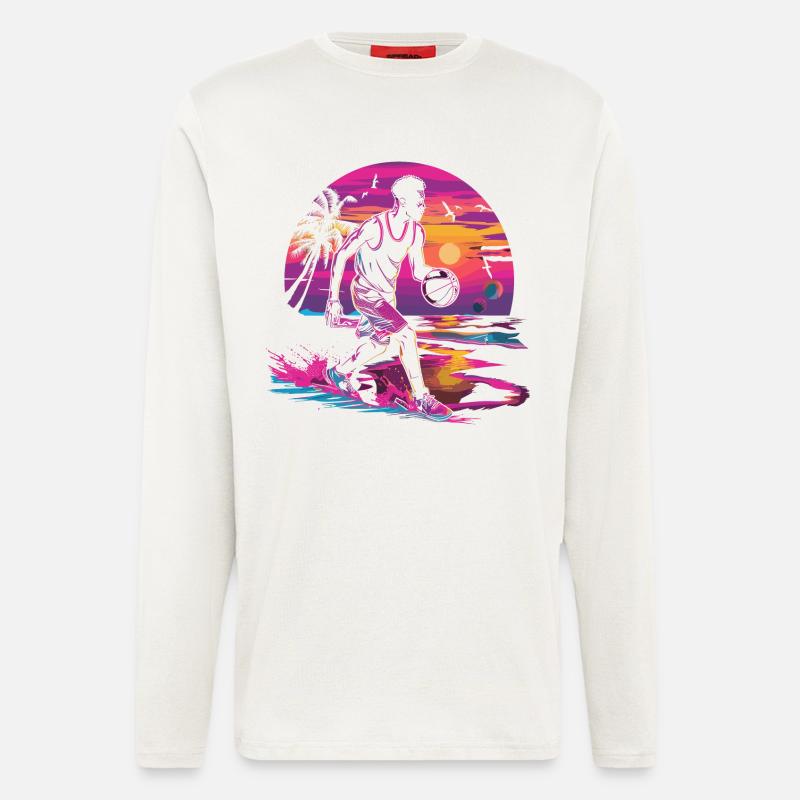 Basketball Synthwave - Longsleeve - made by SPREAD  - OFF WHITE