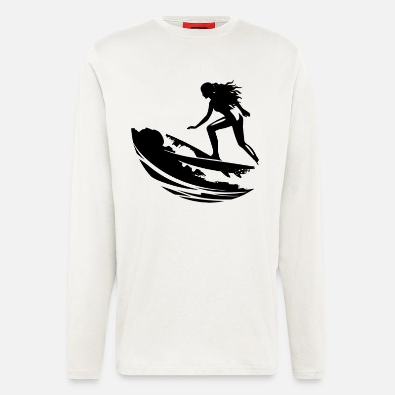 Weiblicher Surfer - Langarmshirt - made by SPREAD  - OFF WHITE